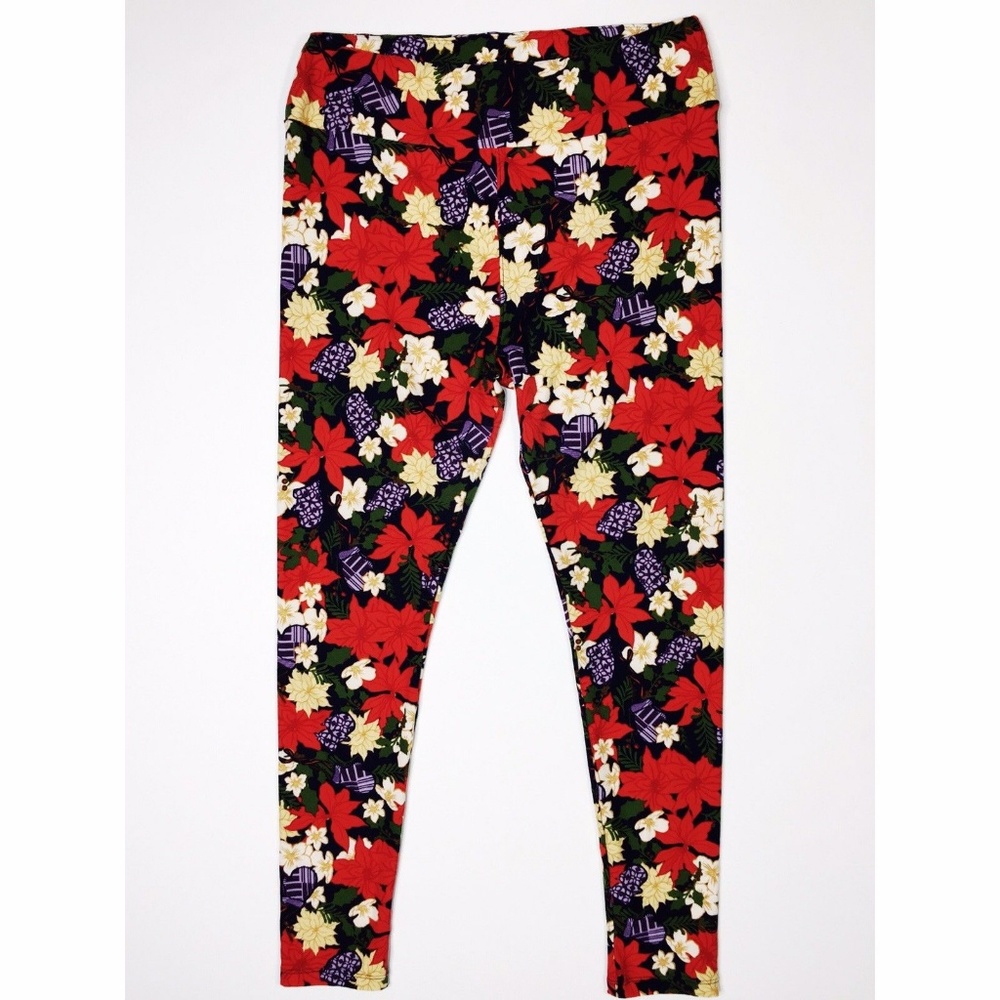 LuLaRoe Tall Curvy Holiday Poinsettias Leggings i